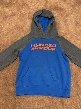 Under Armour Royal Blue & Dark Gray Hoodie with Orange Logo